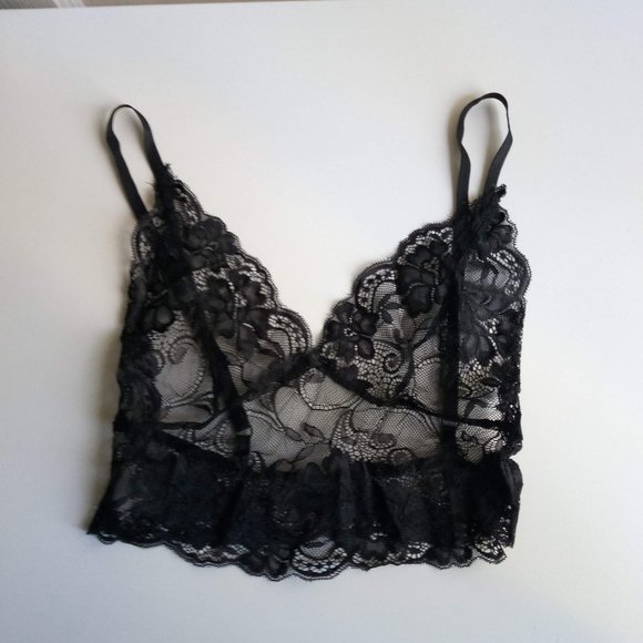 Floral Black Crochet Lace Adjustable Bralette - Picture 5 of 10